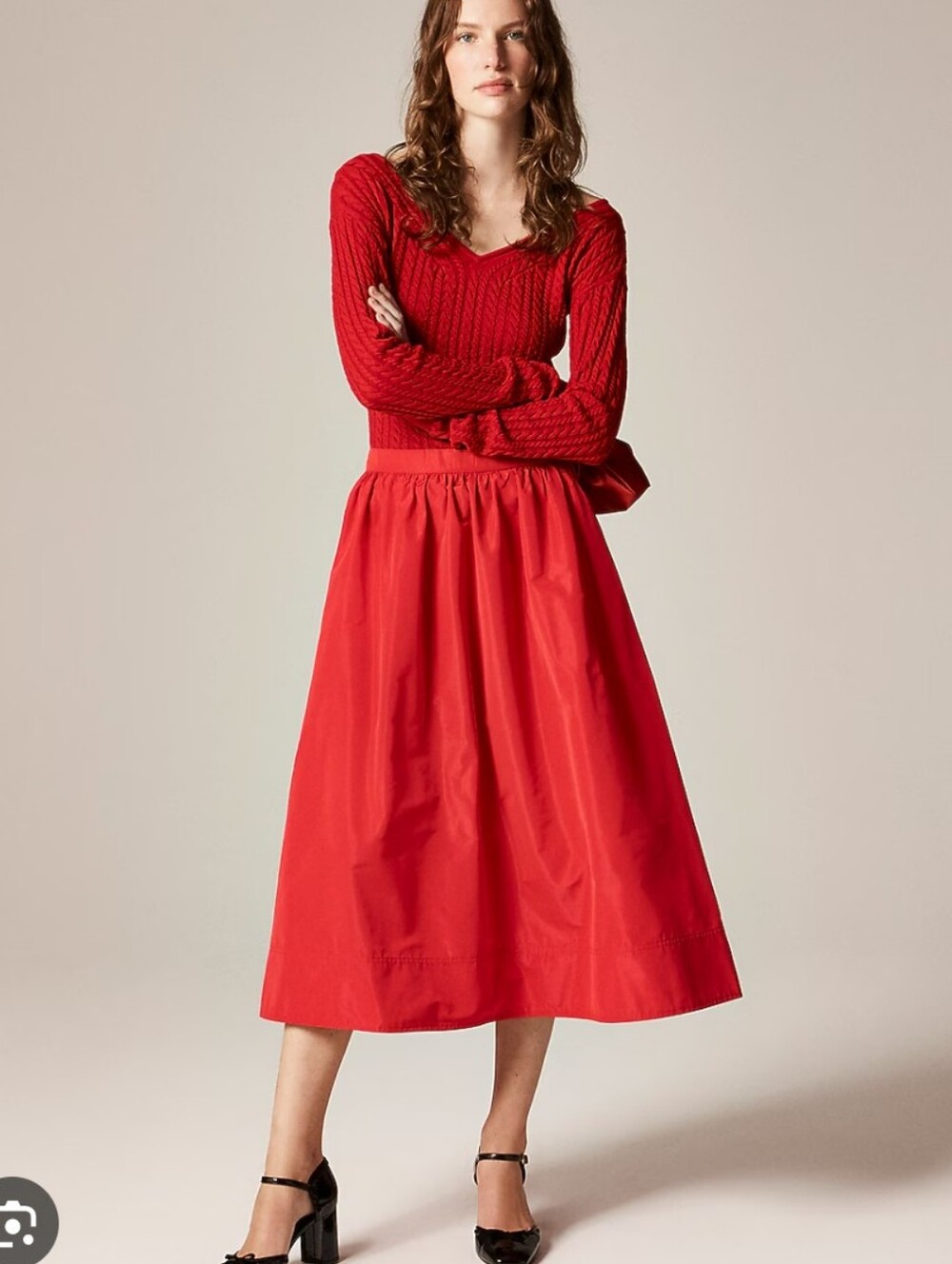 J Crew Midi ball skirt in taffeta CM773 NWT Size 12 Red With Pockets - Picture 2 of 7
